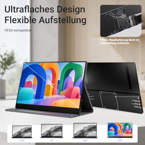 Ingnok Portable Monitor für Laptop, 15,6 Zoll FHD IPS Tragbarer Monitor – Ansicht 5