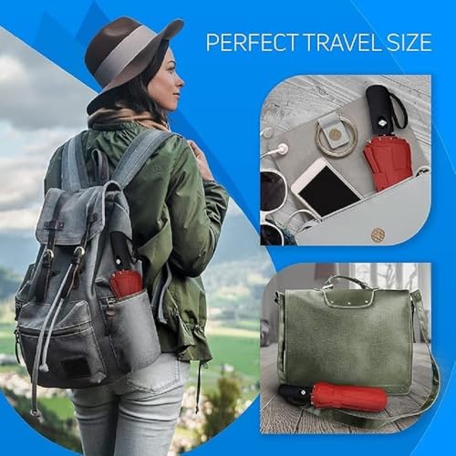 Image of QONETIC Portable Auto Open Close Travel Umbrella for Men & Women, Windproof Folding Umbrella for Rain, Compact Waterproof Umbrella, Lightweight 3 Fold Design for Daily Travel & Office Use