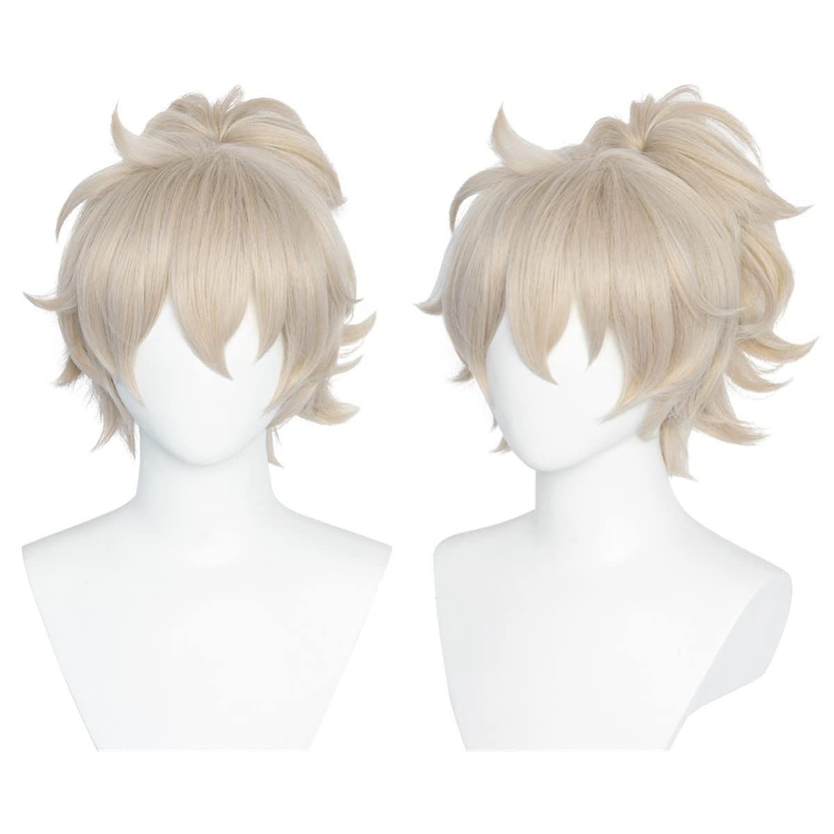 Short Blonde Wig for Genshin Impact Anime Fluffy Spiky 