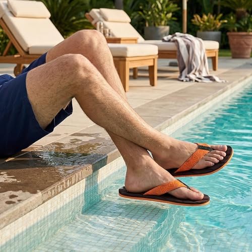 Image of AJANTA Men's Classic Ultra Soft Slippers with Cushioned Waterproof Footbed | Gents Lightweight Anti-Skid Flip Flops | Comfortable Bathroom, Beach, Home & Outdoor Daily Wear House Stylish Chappals Everyday Wear for Adults