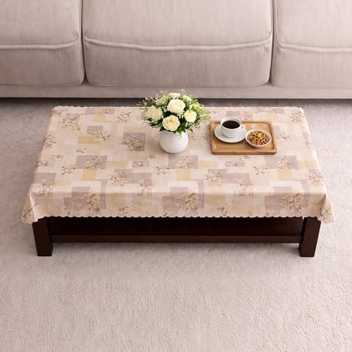 Image of Dakshya Industirs PVC Waterproof Table Cover 36x54 Inch Floral Printed Center Table Cover Washable Plastic Table Sheet Oilproof Dining Table Cover for Coffee Table Living Room Home (Printed Bloom)