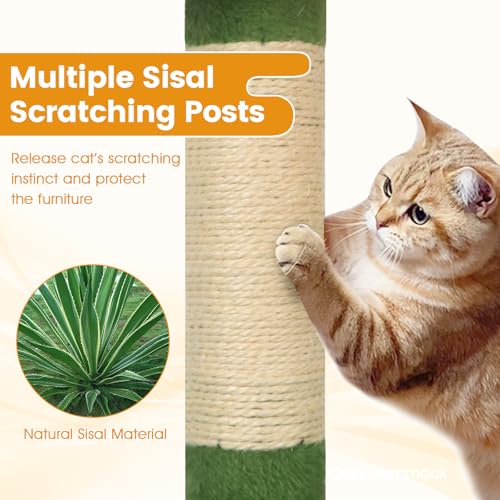 Árbol para gatos de 66 pulgadas con múltiples niveles y postes de sisal miniatura 5