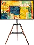 ETHU Easel TV Stand for 32-65 inch Screens - Height Adjustable Tripod TV Floor Stand with ±70° Swivel, Supports up to 88 lbs, Corner TV Stand for Living Room and Bedroom with Tray, Black & Walnut