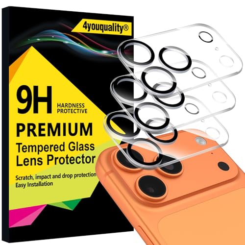 4youquality [3-Pack Camera Lens Protector for iPhone 17 Pro Max (6.9-Inch) 9H Tempered Glass [LifetimeSupport][Case-Friendly][Anti-Scratch][Does Not Affect Night Shots]