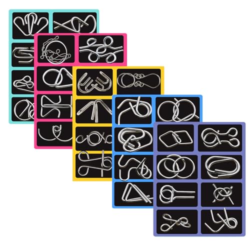 Metalldraht Puzzle Set – 7.09 Inches Metall Denkspiel Sammlung | Intelligenztest Knobel Spiel – 40 Stück 420g Robust Fördert Logikk Konzentration Ideal Für Reisen Partys Büro Unterhaltung