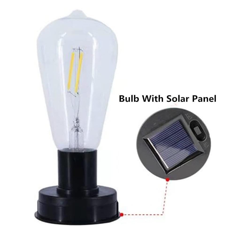 1 x żarówka solarna LED, 7 cm, filament wolframowy, automatyczna lampka nocna IP65, dekoracyjna, odporna na warunki atmosferyczne, oświetlenie ogrodowe