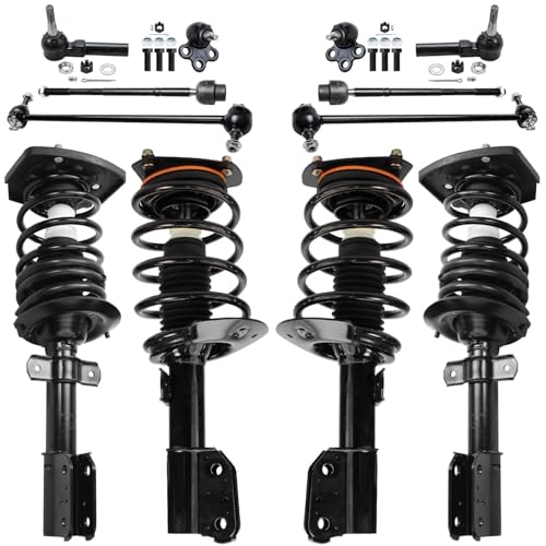 Image of Detroit Axle - 12pc Struts Kit for 2004-2008 Pontiac Grand Prix 2005 2006 2007, Front Sway Bars Outer Inner Tie Rods Lower Ball Joints Front and Rear Struts & Coil Spring Replacement Suspension