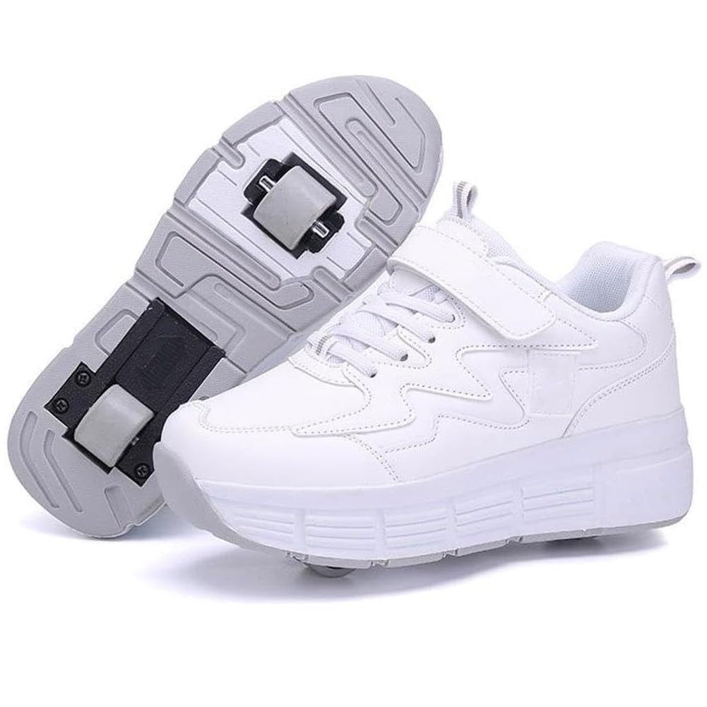 Unisex Technical Skateboarding Shoes Skates with Retractable Wheels Fitness Shoes Outdoor Sports Sneaker Lightweight Roller Gymnastic Running Sneakers