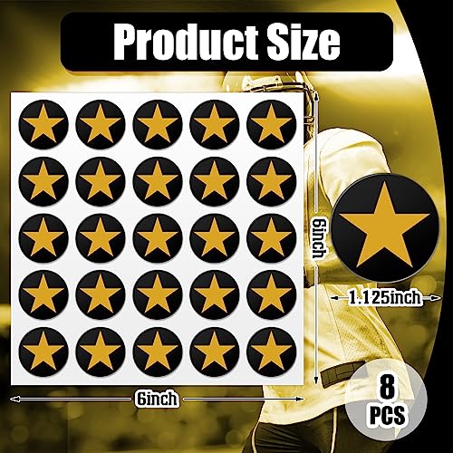 Image of Leinuosen Helmet Stickers Football Baseball Helmet Decals 1-1 /8 Inch Vinyl Sports Football Decals Self Adhesive Hockey Stickers for Hockey, Lacrosse, Batting(Black Print Gold,Star)