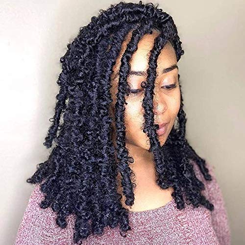 Svolna Butterfly Locs Crochet Hair 16 Strands 12 Inch Pre-Looped Distressed Locs Crochet Braids Short Butterfly Faux Locs Soft Locs Bob Hairstyle 1 Pack