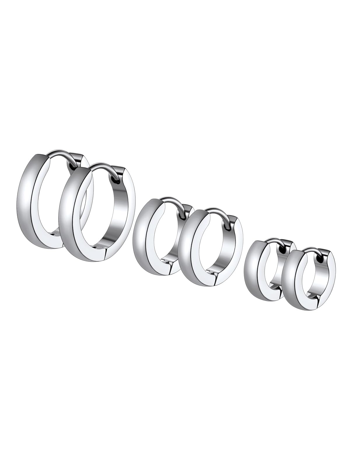 PROSTEEL 3 Paia Orecchini a Cerchio Uomo Donna Cerchietti Orecchini Colorati 7/9/12 mm in Acciaio Inossidabile/Nero/Oro Placcato con Confezione Regalo