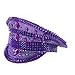 VIESSLG Punk Rivet Sequin Captain Hat Great for Hen Do, Stag Do, Music Festival, Mardi Gras and Themed Party(Purple)