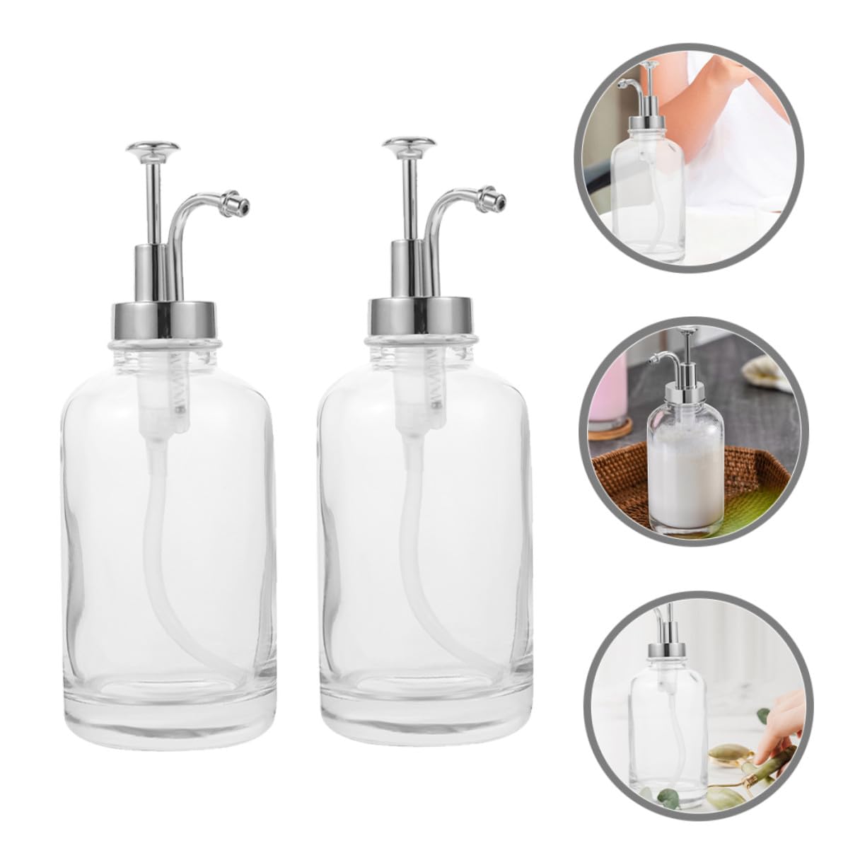 Gadpiparty Lot De 2 Distributeurs à Pompe Pour Sirop Café En Verre Pompe Inox Et Pp, Doseur Multi-usages Cuisine Et Bar, Design Argenté Pour Usage Domestique Et Professionnel
