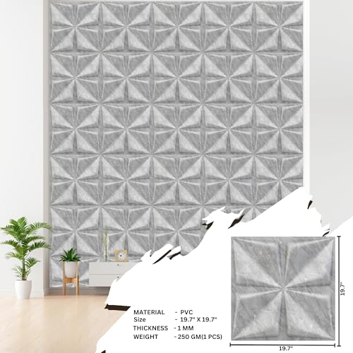 Image of Kayra Decor PVC Panel for Wall Bloom Design White Marble Color 19.7 inch x 19.7 inch (Pack of 12) - Covers 32.34 Sq. Ft.