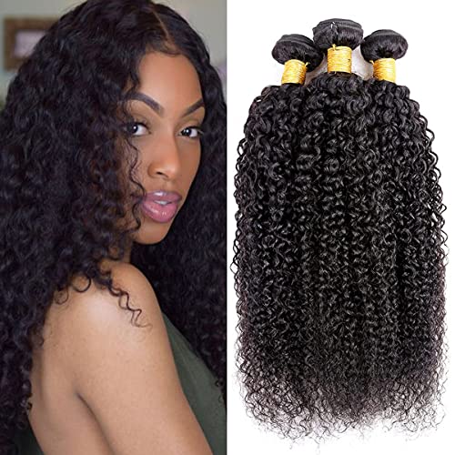 Kinky Curly Hair Bundles Human Hair Bundles Natural Black Grade 8A Real Unprocessed Virgin Weave Hair Human 3 Bundle Kinky Curly Hair 16 18 20 Inch