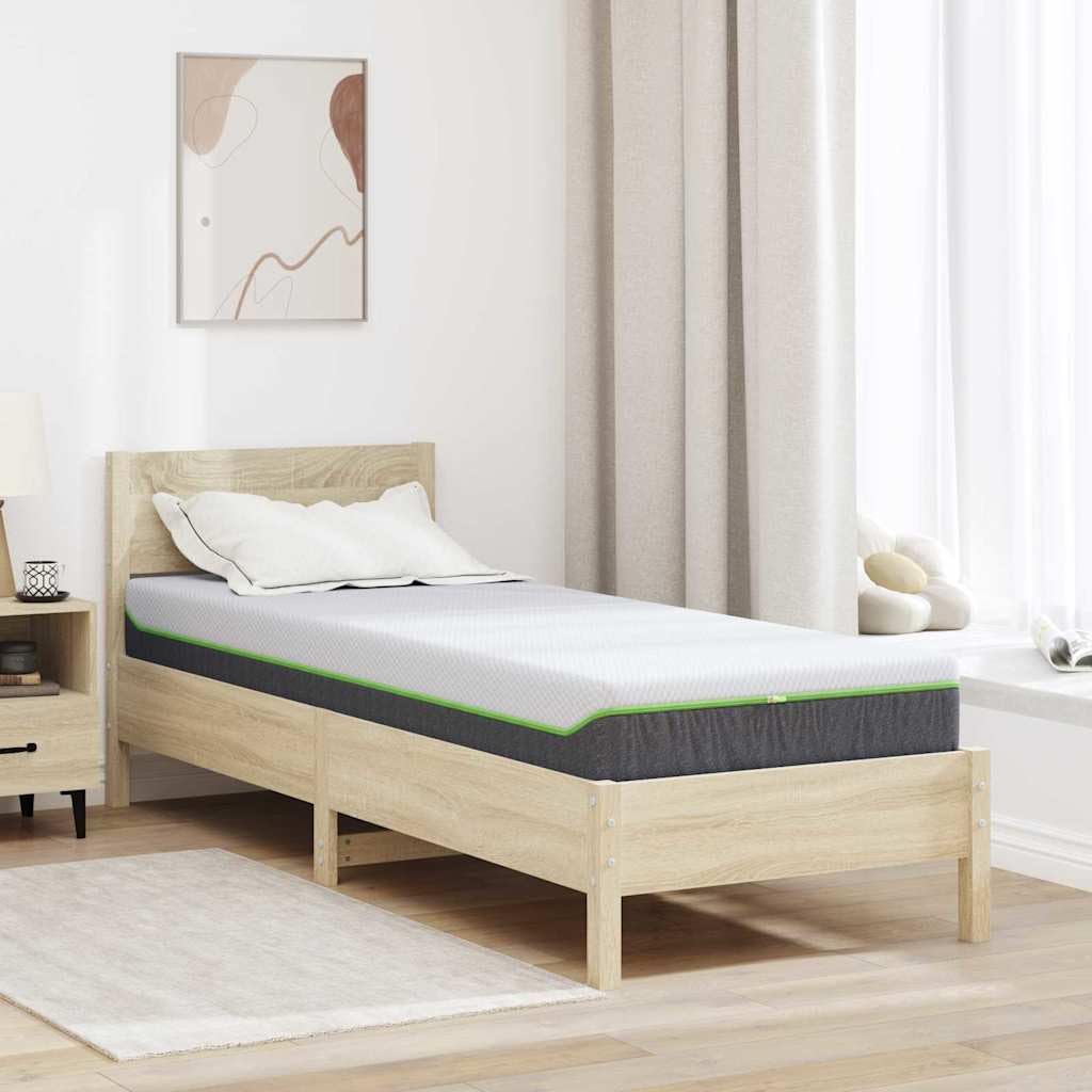 Materac biało-szary, 80 x 200 cm, żakardowy rdzeń ze sprężyn kieszeniowych z pianką żelową z pamięcią kształtu, 7 stref dla ergonomicznego spania na boku w sypialni