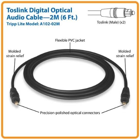 Tripp Lite Toslink Digital Optical SPDIF Audio Cable, 2M (6-ft.) (A102-02M)