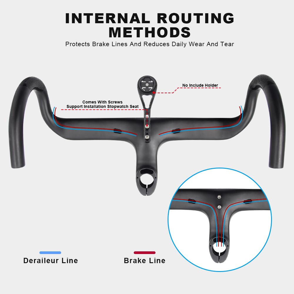Guidon de vélo,Guidon de route en carbone UD, sans marque, 123mm