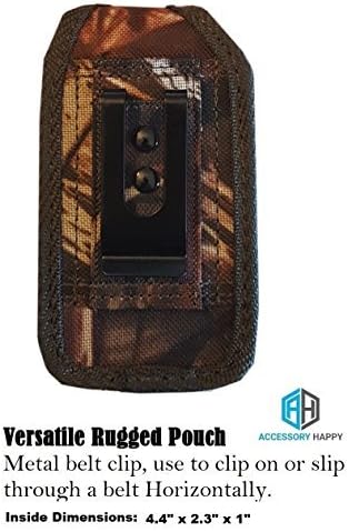 Military Grade Cell Phone Case, Camo Rugged Pouch Holster Nylon Metal Flip Phone Belt Case Fits Kyocera Cadence S2720, DuraXTP, DuraXV LTE, DuraXV Plus, DuraXE, Most Large FLIP Phones & Insulin Pumps