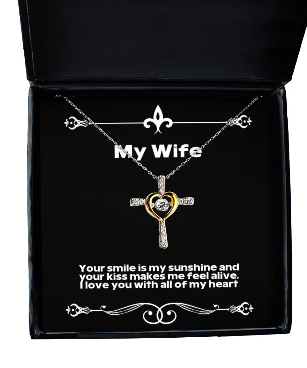 Your Smile is My Sunshine and Your kiss Makes me Feel, Cross Dancing Necklace, Wife Present from Husband, Funny Jewelry for Wife, Hanukkah Gifts, Kwanzaa Gifts, New