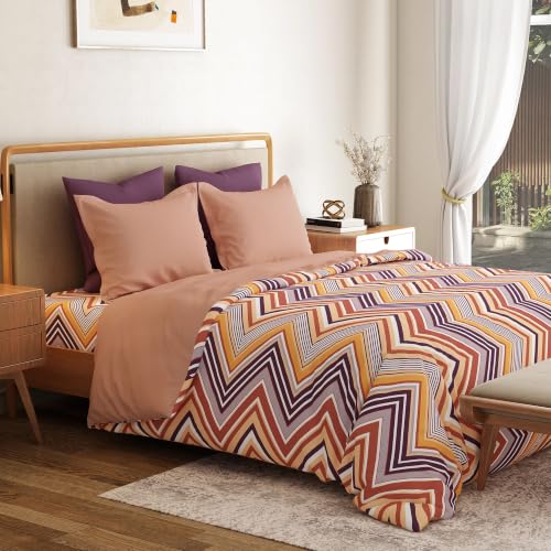 Image of Mytrident Bedsheet for Double Bed Queen Size |90 Inches x 100 Inches | Wave Purple