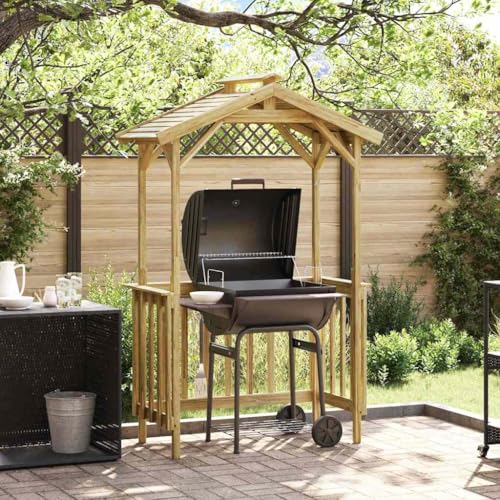 Armario de jardín para exteriores, tienda de campaña para barbacoa, color marrón, 133,5 x 63 x 200 cm, madera de pino impregnada para patio trasero, terraza, césped