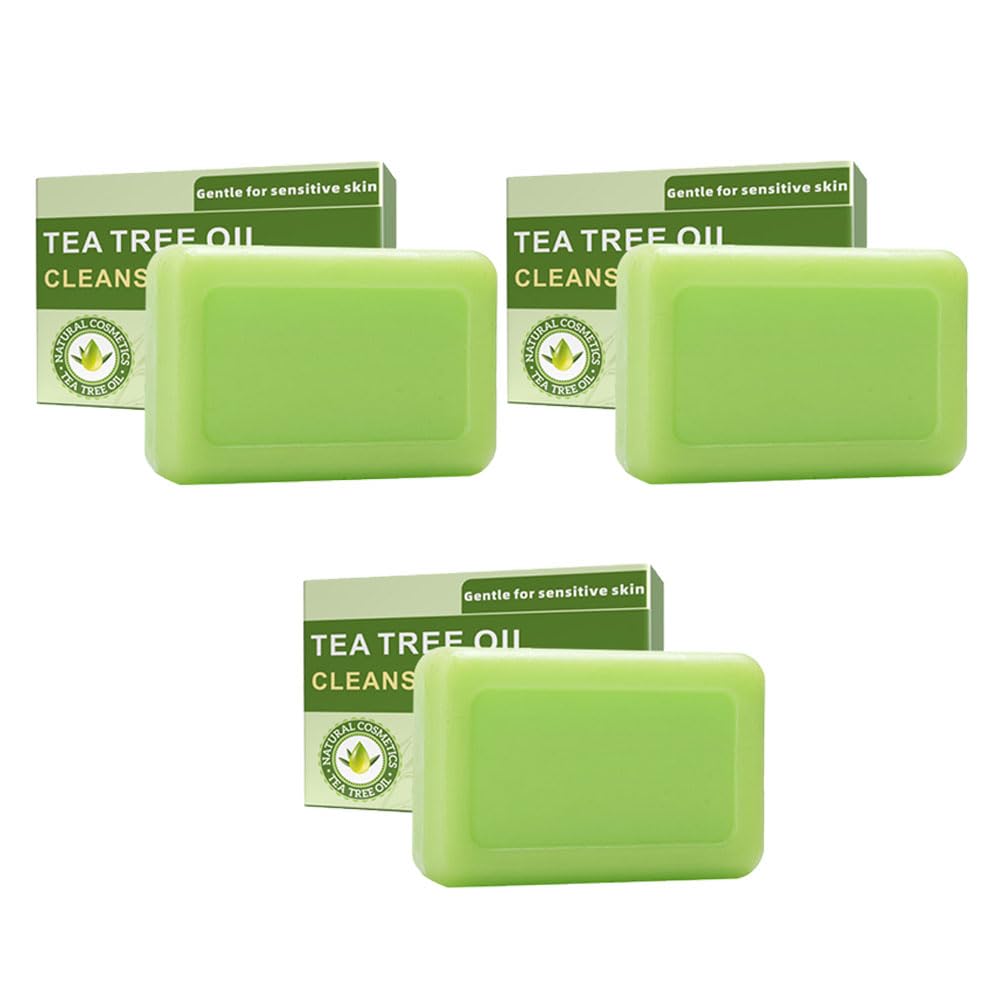 Savon antifongique Dermave Savon solide purifiant huile d'arbre à thé – visage et corps pour peaux à problèmes, nettoie en profondeur, régule le sébum, parfum frais