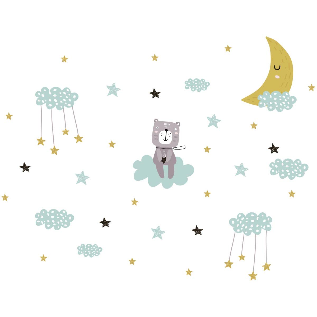 Pegatinas de pared para niños, decoración del dormitorio del bebé, adhesivo de pared escandinavo, 120 x 180 cm