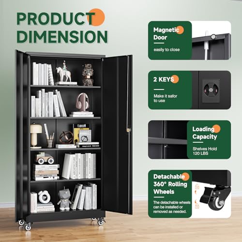 image for Letaya Metal Garage Storage Cabinets with Lock Door and Adjustable She