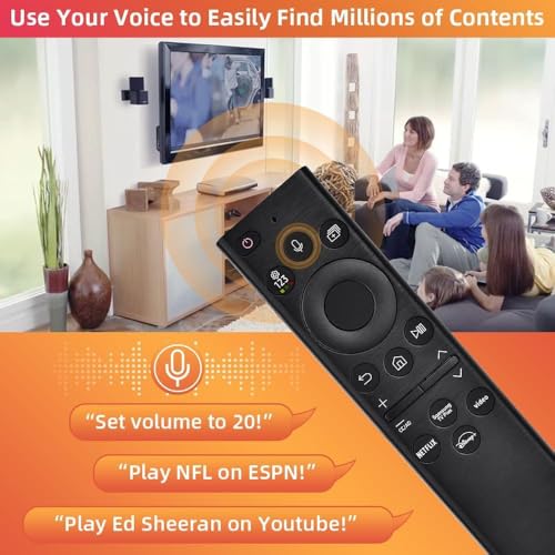 Image of Remote Compatible with Samsung Smart TV with 2 AAA Batteries, BN59 with Bluetooth Voice Comand (No Solar Cell) for LED LCD 4K QHD OLED TV (SNS-V)