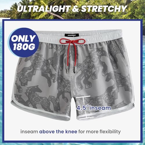 Image of maamgic Mens Boys Short 80s 90s Vintage Swim Trunks with Mesh Lining Quick Dry Swim Suits Board Shorts