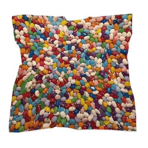 Assorted Jelly Beans Silk Like Head Scarf for Women Fashion Silk Hair Wrap, Square Headbands for Sleeping