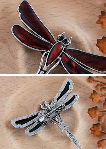 Image of Alilang Dragonfly Brooch Retro Silver Tone Abalone Shell Versatile Brooch Pin Accessories