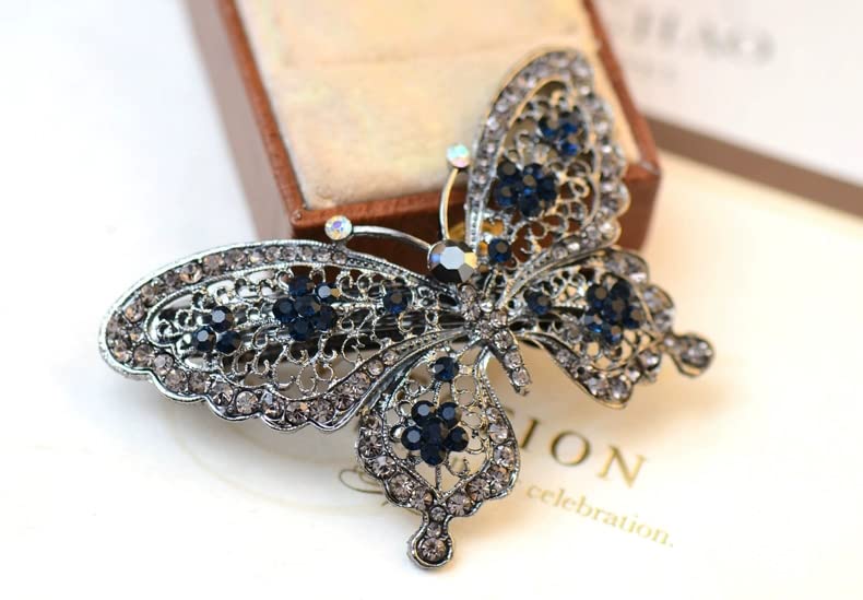 Pinza de Pelo Mariposa con Cristales Azul miniatura 7
