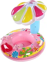 Bóia Inflável Infantil para Bebê com Cobertura e Assento Tipo Fralda para Piscina e Praia, Conforto e Estabilidade, Fácil de Inflar, Uso com Supervisão
