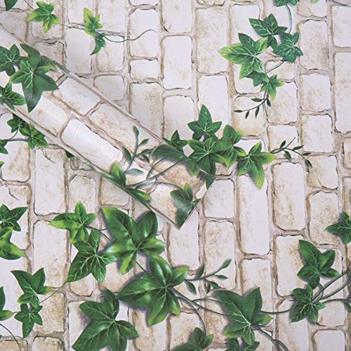 Image of Self Adhesive Wallpaper for Furniture, Almirah, Table Top, Wardrobe, Kitchen, Cupboard Decal & Door| Kitchen Wall Paper Sticker DIY PVC Self Liner Vinyl Stickers. (W /G Leaf Brick, 16x120 Inch)