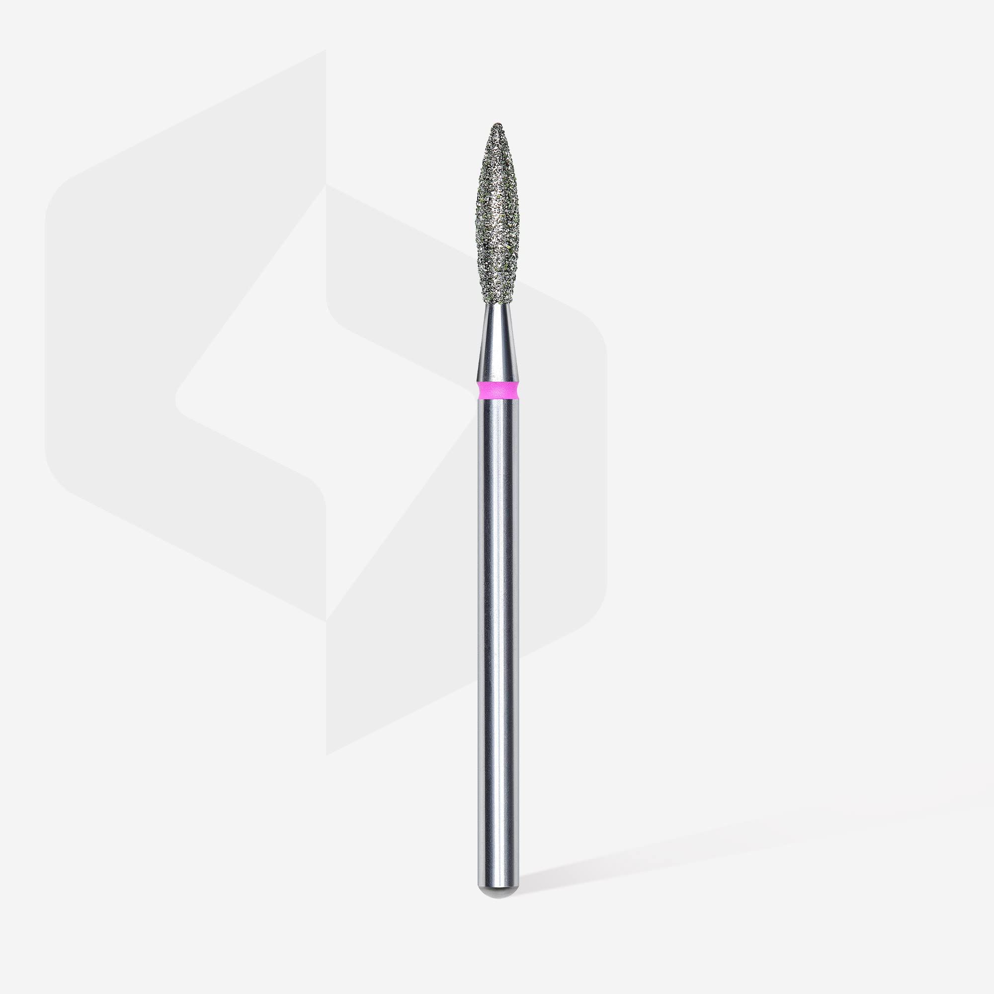 Staleks Pro Expert Diamond Nail Drill bit, “Flame” Shaped, "red" fine grit, Head Diameter 2.3 mm/ Working Part 10 mm, Pack of 1 pcs - Model FA10R023/10