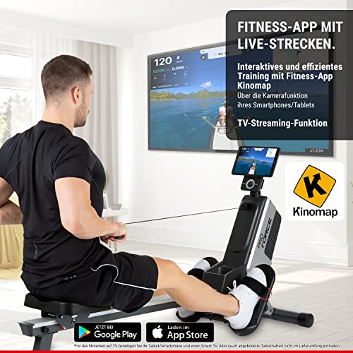 HAMMER Rudergerät Pro Force - platzsparendes, leichtes & hocheffektives Ausdauergerät mit 20 Trainingsprogrammen und… – Bild 4
