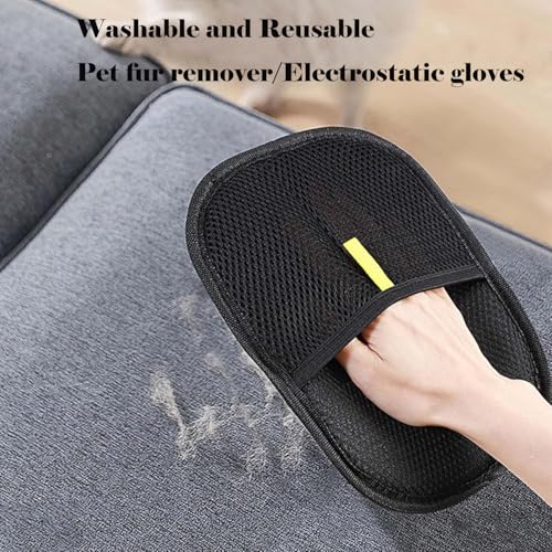 Image of Reusable Pet Hair Removal Gloves, Electrostatic Hair Remover, Efficient Grooming Gloves for Pet Hair, Dog and Cat Fur Electrostatic Gloves for Couch, Clothes, Carpet, Bed Sheet