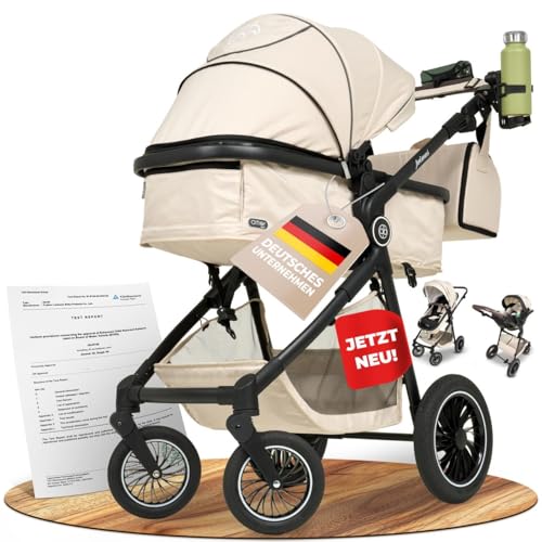 Kinderwagen 3 in 1 [Babywagen & Autositz] mit Babyschale Fahrgestell Kombi als Set | Stroller Baby | 5-Punkt Sicherheitsgurt Kinderwagen Buggy Reisebuggy Buggys | Babywagen