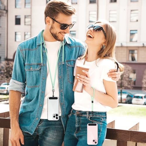 Image of takyu Phone Lanyard, 2 Pack Adjustable Cell Phone Lanyard Crossbody Neck Strap & 2 Pack Phone Wrist Strap with Tether Tabs Compatible for iPhone Android Smartphones-Black Green