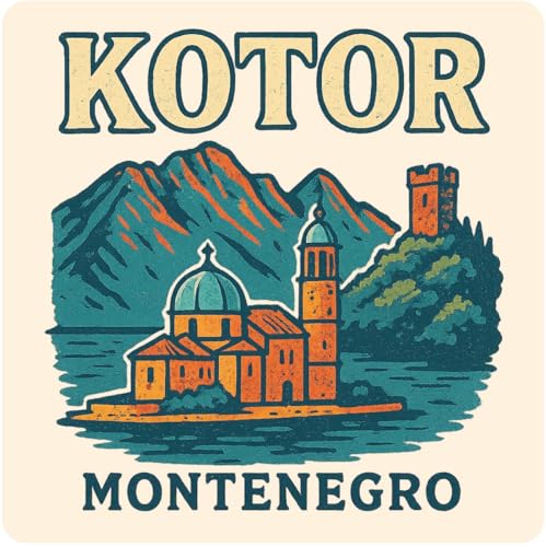Imán decorativo vintage Kotor Montenegro de vinilo 3 pulgadas