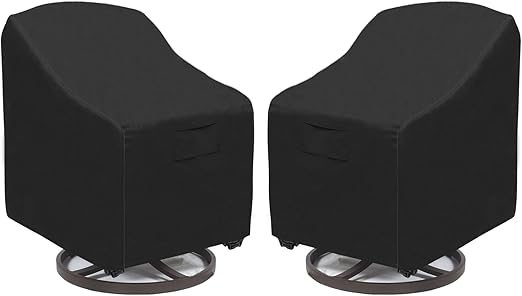 Outdoor Swivel Lounge Chair Cover 2 Pack,100% Waterproof Heavy Duty Patio Chair Covers, UV & Tear Resistant (37.5 W x 39.25 D x 38.5 H inches) Patio Furniture Covers 2-Pack Black
