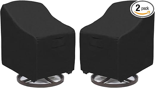 Outdoor Swivel Lounge Chair Cover 2 Pack,100% Waterproof Heavy Duty Patio Chair Covers, UV & Tear Resistant (30 W x 34 D x 38.5 H inches) patio furniture covers, Outdoor Chair Cover 2-Pack Black