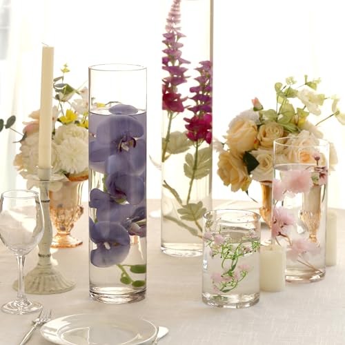Craft and Party Cylinder Glass Vase, 6 Pack 20" Clear Cylinder Vases, Cylinder vase for Wedding Centerpiece, 4" Diameter Opening. - Thumbnail 6