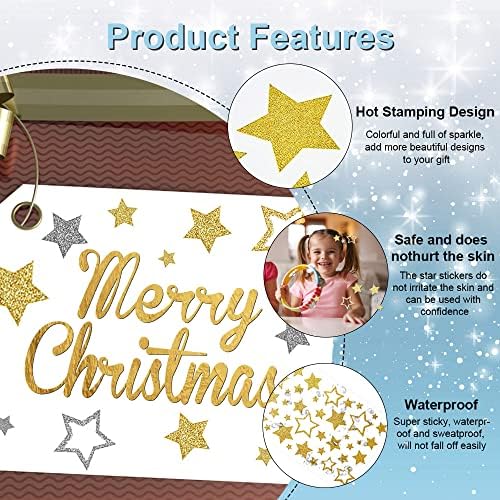 SNAGAROG 6 Sheet Glitter Star Stickers Silver Stars Stickers Self Adhesive Glitter Star Sticker Gold Star Reward Sticker Glitter Scrapbook Stars for Crafts Sparkly Glitter Stickers for Wall Decoration