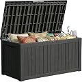 Yardgrace 150 Gallon Outdoor Storage Box, Large Storage Deck Box for Patio Furniture Accessories, Garden Tools, Indoor Storage for Cushion, Black