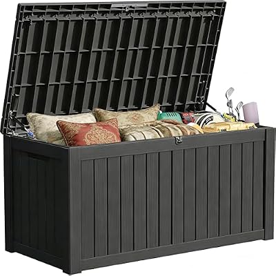 Yardgrace 150 Gallon Outdoor Storage Box, Large Storage Deck Box for Patio Furniture Accessories, Garden Tools, Indoor Storage for Cushion, Black