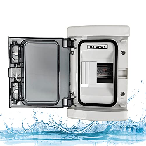 Sicherungskasten Aufputz, IP65 Waterproof Verteilerkasten Aufputz mit 4 Module, Unterverteilung Aufputz mit Selbsttragende Schienen, für Garten Oder Außenbereichen, Entsprechen Feuchtraum Standard Cover