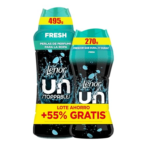 Lenor UNstoppables Perlas de Perfume para la Ropa, 41 Lavados (495g) + LENOR Unstoppables Perlas de Perfume para la Ropa, 23 Lavados (270g), Suavizante con Fragancia Fresca, Potenciador de Frescor